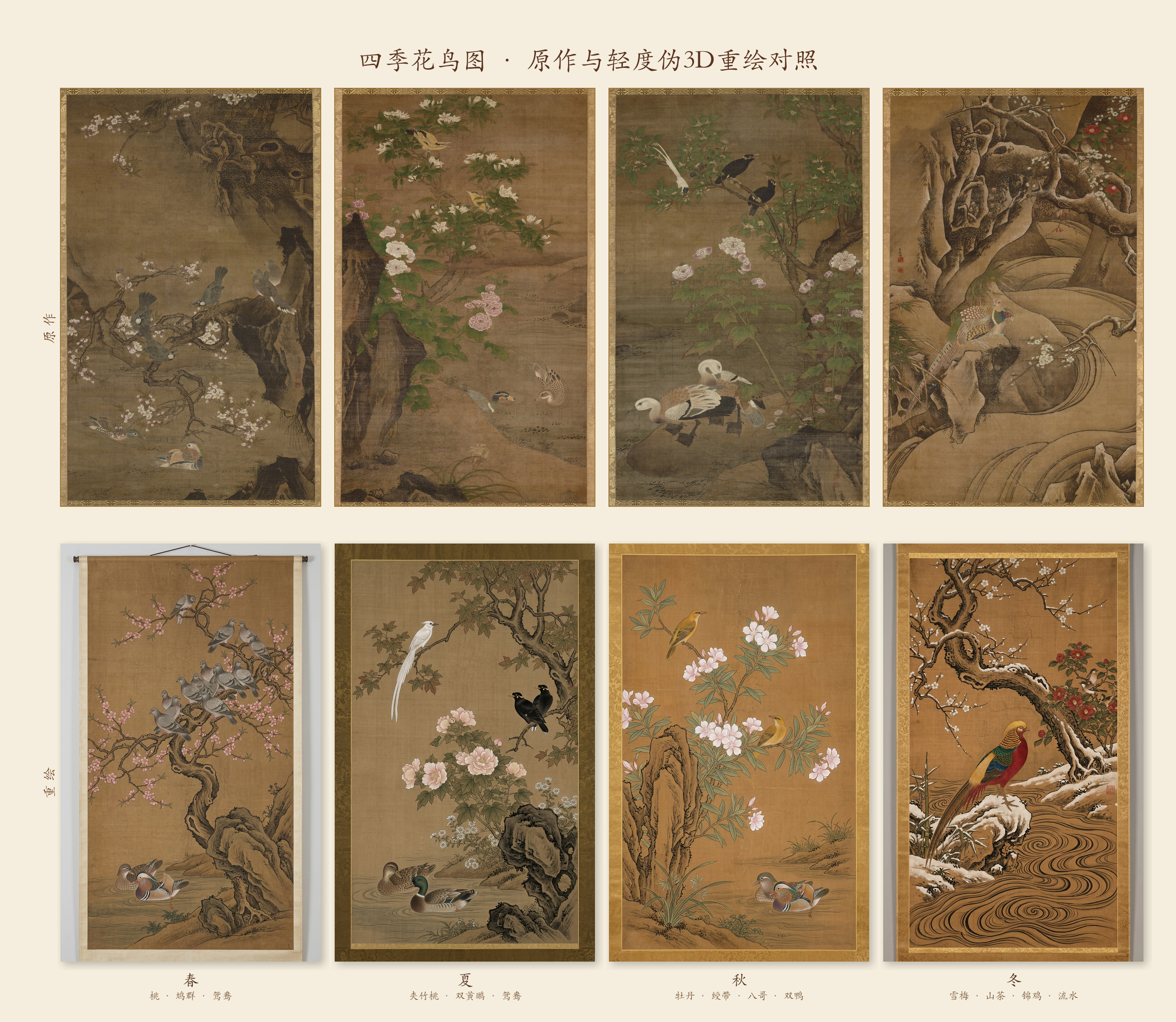 原作与重绘对照四联图